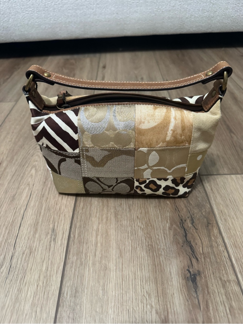 Coach Patchwork Mini Shoulder Bag - Beige, Tan, Brown